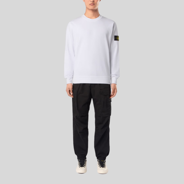 Sweatshirt Col Rond à Détails Côtelés